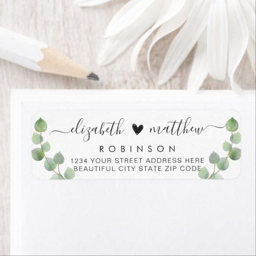 Chic Eucalyptus Wedding Return Address Label