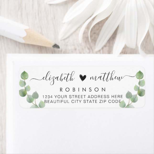 Chic Eucalyptus Wedding Return Address Label (Insitu)