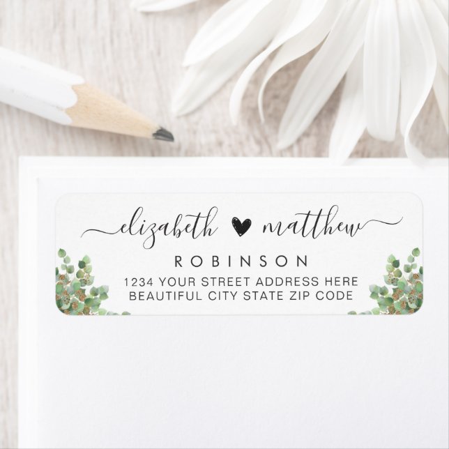 Chic Eucalyptus Wedding Return Address Label (Insitu)
