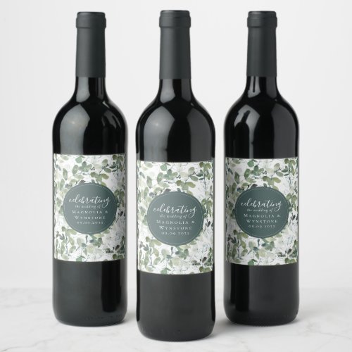 Chic Eucalyptus Wedding Wine Label