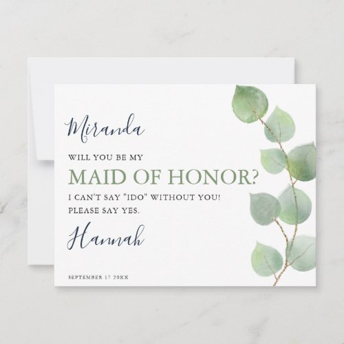 Chic Eucalyptus Will You Be My Maid of Honor