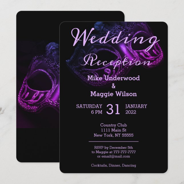 Chic Evening Wedding Party Invitation (Front/Back)