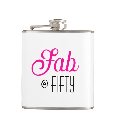 Chic Fab  FIFTY Typography 50th Birthday Flask