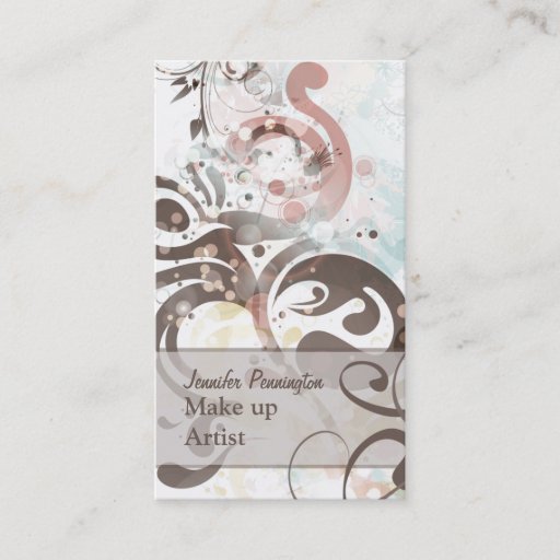 Customizable Chic faded swirls make up artist business card