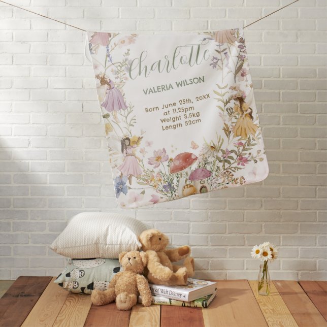 Chic Fairies Wildflower Meadow Baby Blanket (In Situ)