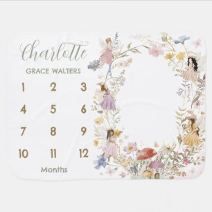 Chic Fairies Wildflower Meadow Monthly Milestone Baby Blanket