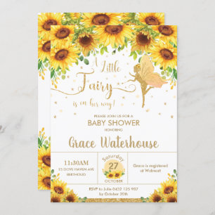 Chic Fairy Sunflower Floral Baby Shower Girl Invitation