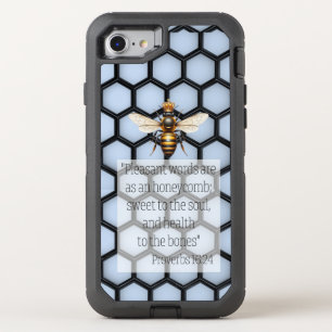 Chic Faith Blue Black Honeycomb Queen Bee OtterBox Defender iPhone SE/8/7 Case