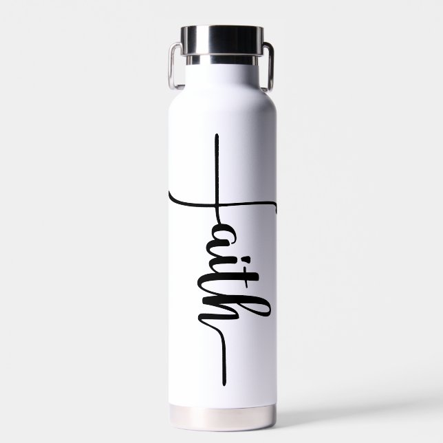 Chic Faith Script Cross Water Bottle (Front)