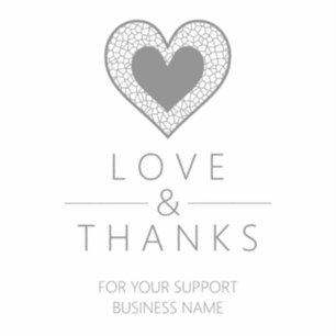 Chic Fake Grey Heart Lace Effect Thanks Supporting Sticker