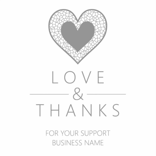 Chic Fake Grey Heart Lace Effect Thanks Supporting Sticker (Front)