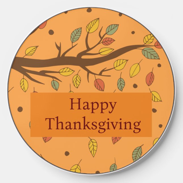 Chic Fall Autumn Thanksgiving Wireless Charger (Front)