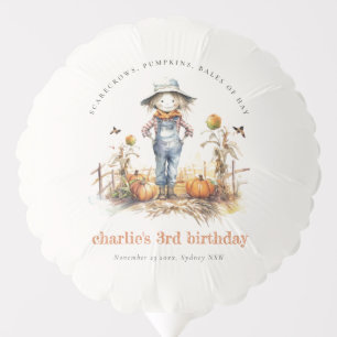 Chic Fall Pumpkin Scarecrow Harvest Kids Birthday Balloon
