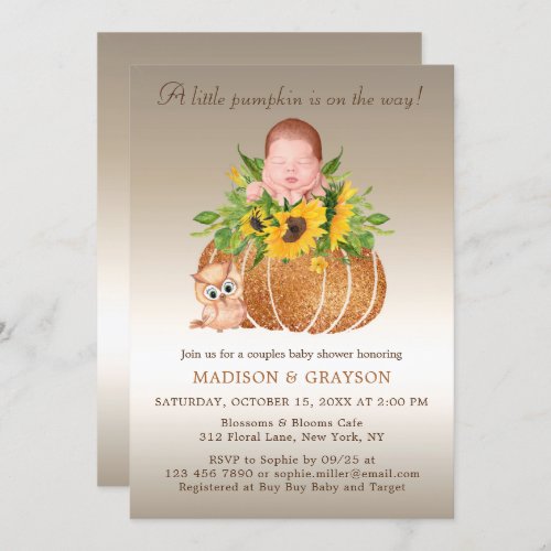 Chic Fall Sunflower Couples Baby Shower Invitation