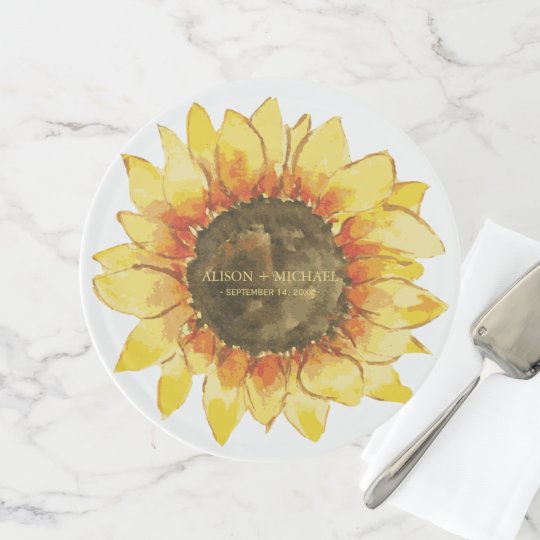 Chic Fall Sunflower Rustic Country Wedding Cake Stand Zazzle Com