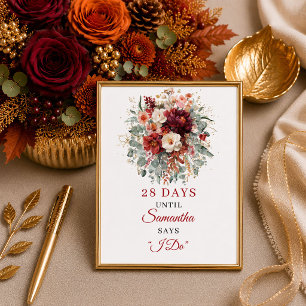 Chic fall terracotta boho bridal shower countdown poster
