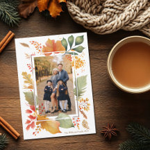 Chic Family Thanksgiving Photo Fall Leaf Border