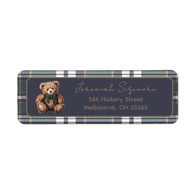 Chic Fancy Bear R.L. theme return address label (Front)