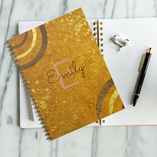Chic Fancy Brown Gold Glitter Modern Glam Custom Notebook