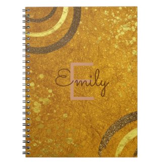 Chic Fancy Brown Gold Glitter Modern Glam Custom Notebook