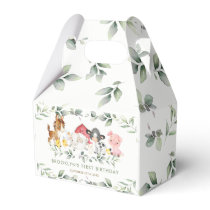 Chic Farm Animals Barnyard Greenery 1st Birthday Favor Boxes