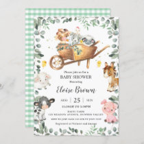 Chic Farm Animals Barnyard Greenery Baby Shower  I Invitation