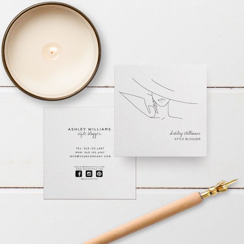 Chic Fashion Blogger Stylish Fashion Model Square Square Business Card