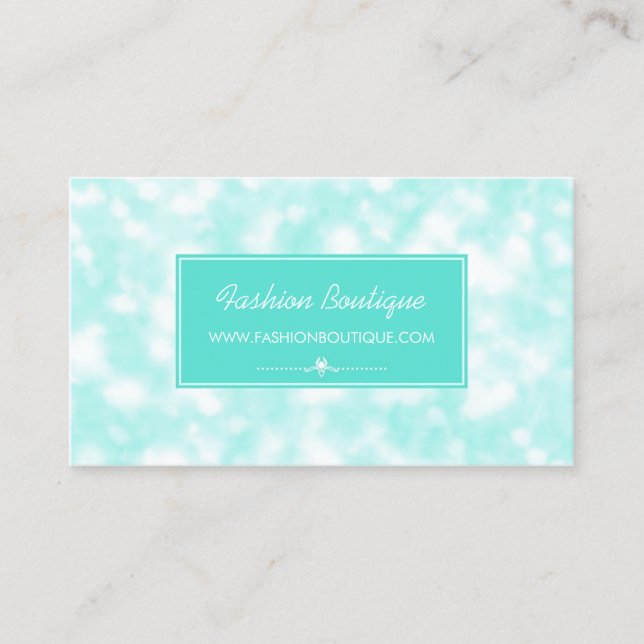 Chic Fashion Boutique Elegant Mint Bokeh Business Card (Front)