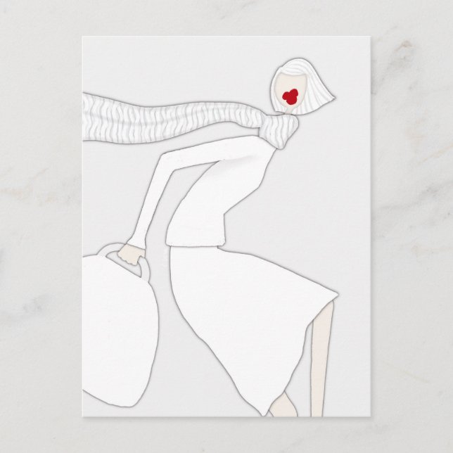 Chic Fashion Coloring Art Postcard Miss Wendy (Front)