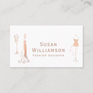 Chic Fashion Designer Rose Gold White Business Card