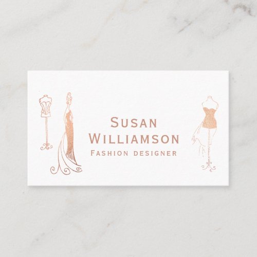 Chic Fashion Designer Rose Gold White Business Card