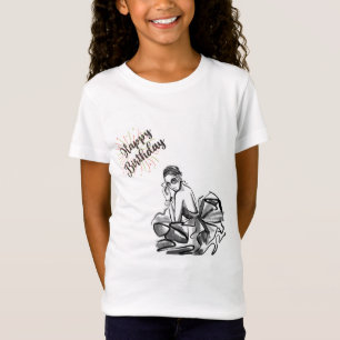 Chic Fashion Girl Happy Birthday Sketch Women's T T-Shirt