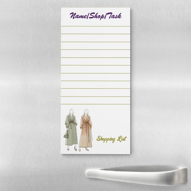 Chic Fashion Illustration Magnetic Notepad (In Situ)