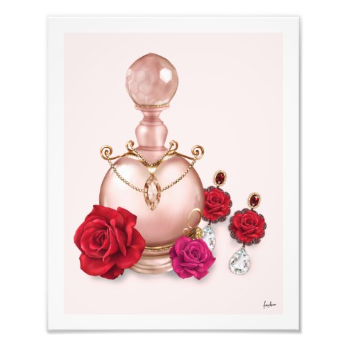 Chic Fashion Rose Gold Perfume Bottle Earrings Photo Print