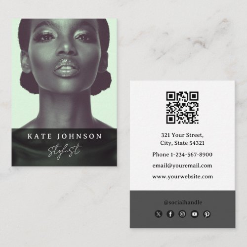 Chic Fashion Stylist Professional Photo QR Code Business Card