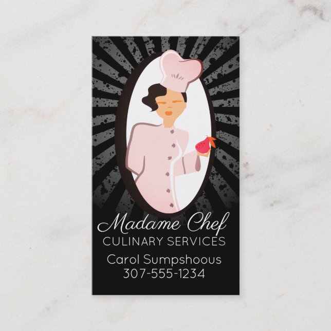 Chic fashion woman chef catering business card (Front)