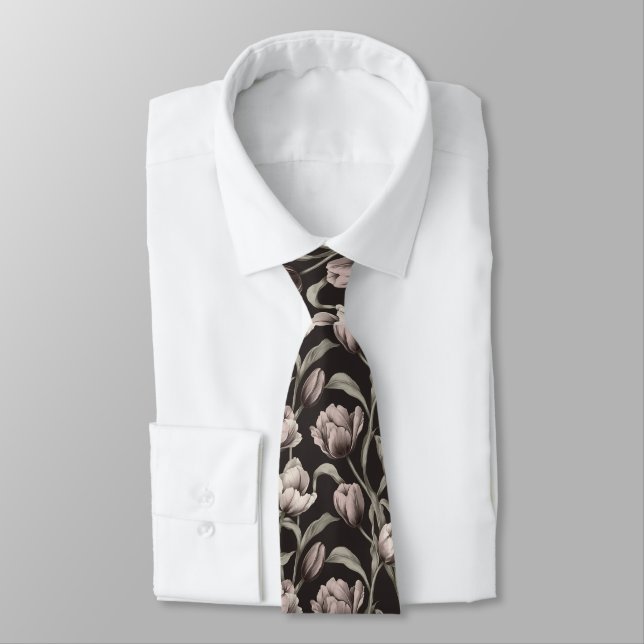 Chic Fathers Day Gift Tulip Floral Neck Tie (Tied)