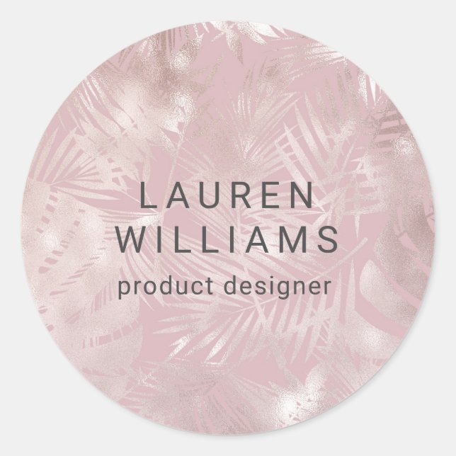 chic faux foil rose gold elegant monogram classic round sticker (Front)