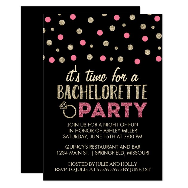 Chic Faux Glitter Bachelorette Party Invitations