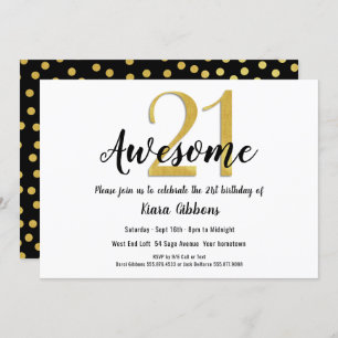 Chic Faux Gold 21st Birthday Party Invitation