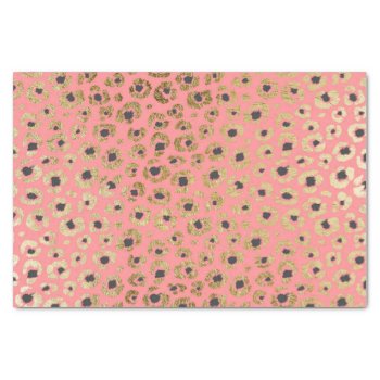Chic Faux Gold And Black Cheetah Print On Coral Tissue Paper by BlackStrawberry_Co at Zazzle