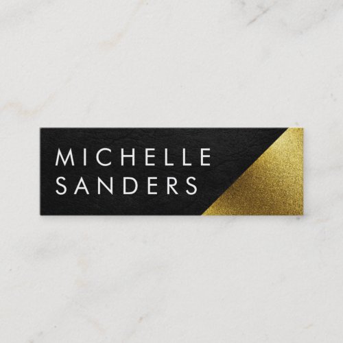 Chic Faux Gold and Leather Geometric Color Block Mini Business Card