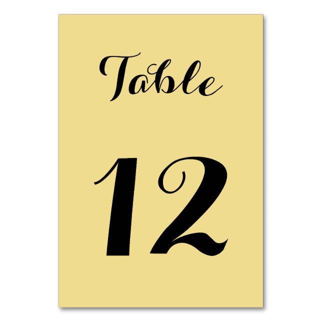 Chic Faux Gold Black Elegant Script Wedding Party Table Number (Front)