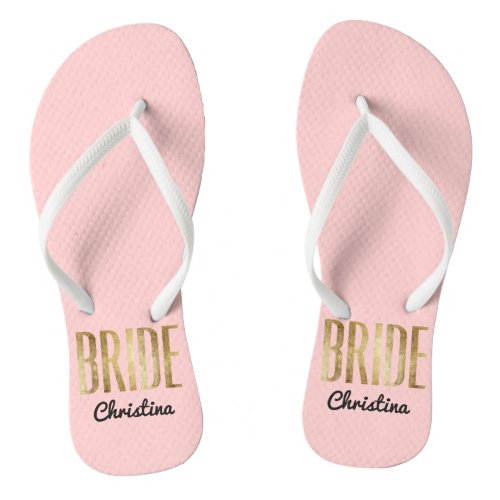 Chic Faux Gold Bride Wedding Bachelorette Flip Flops