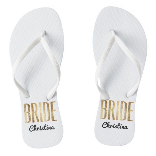 Chic Faux Gold Bride Wedding Bachelorette Flip Flops