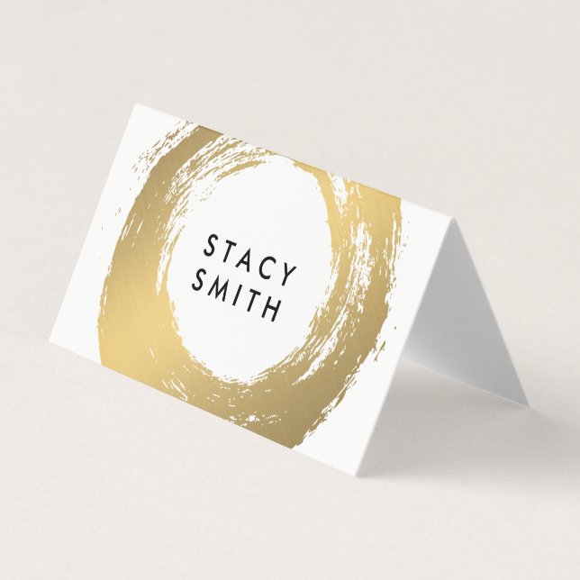 Chic Faux Gold Brushed Business Card (Front)