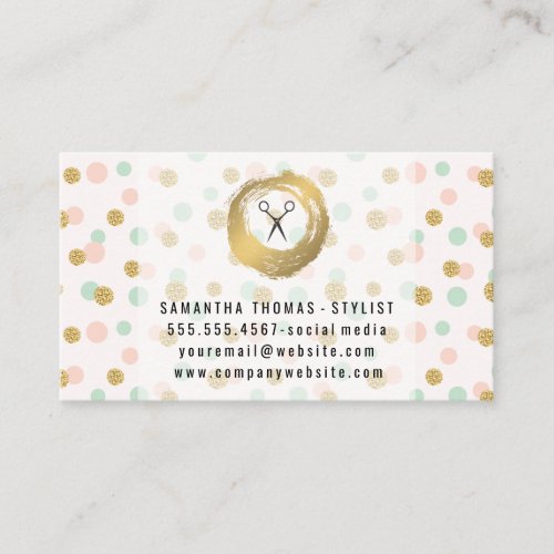 Chic Faux Gold Brushed  Glitter Polka Pattern Business Card