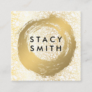 Chic Faux Gold Brushed Gold Texture Square Business Card