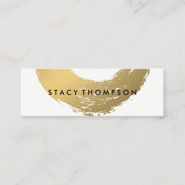 Chic Faux Gold Brushed Mini Business Card (Front)