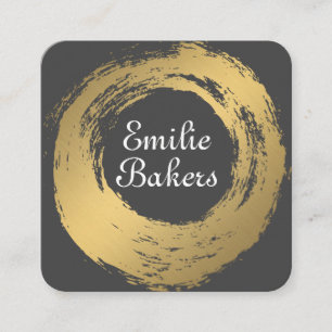 Chic Faux Gold Brushed Modern Artist Square Business Card